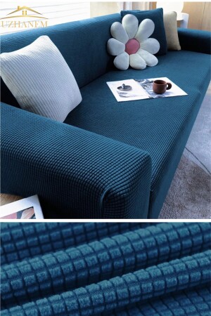 Lycra Stretch Elastic Flexible Washable Square Pattern Three-Seater Sofa Cover Sofa Cover - Uzhanem