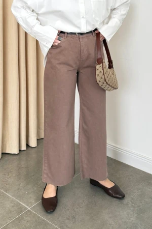 Lycra Wide Leg Jeans Braun - Nuuwears