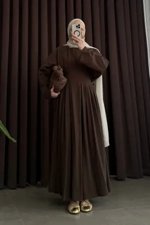 Lysa Waist-Fitting Tencel Dress Coffee - Nuuwears