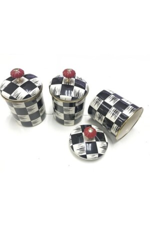 Mackenzie 14x12cm Cream-black Enamel 3-Piece Spice Shaker Emy-125 - Zücev
