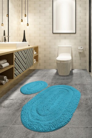 Macoroni Mint 2 Li Set Banyo Halısı Yıkanabilir, Kaymaz Taban Cotton 8694578912148 - Chilai Home