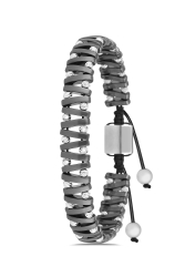 Macrame Adjustable Men's Bracelet Made with Lima Natural Hematite Stone, Handcrafted CQbracelet00931 - cheetah quality