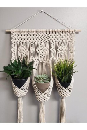 Macrame Flower Pot Set of 3 B004 - Bohem Handmade