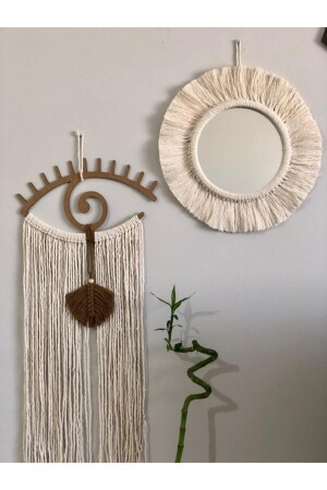 Macrame Mirror and Bohemian Eye Wall Ornament Set of 2 kl2setkn - EHL-İ TİCARET