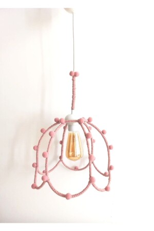 Macrame Rope Wrap Pink Pompom Daisy Baby Girl and Child's Room Pendant Lamp Chandelier 129VZ - C&A
