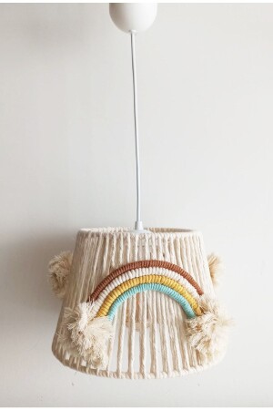 Macrame String Wrap Rainbow Applique Handmade Pompom Baby and Kids Room Chandelier (18) 175VZ - C&A