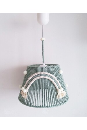Macrame String Wrap Rainbow Appliqued Ecru Pompom Baby and Kids Room Chandelier(32) 208VZ - C&A
