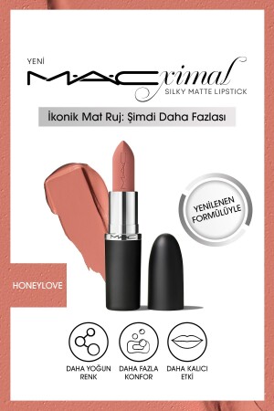 M·A·CXIMAL seidig-matter Lippenstift mit feuchtigkeitsspendender Wirkung und intensiver Farbe – Honeylove - Mac