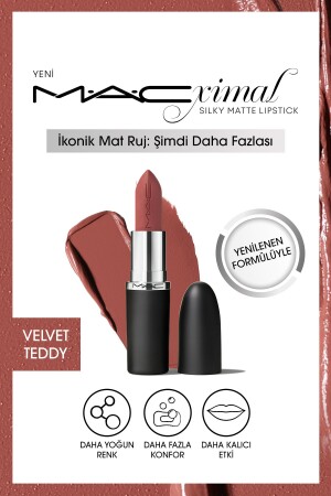 M·A·CXIMAL seidig-matter Lippenstift mit feuchtigkeitsspendender Wirkung und intensiver Farbe – Velvet Teddy - Mac
