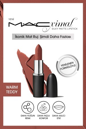 M·A·CXIMAL seidig-matter Lippenstift mit feuchtigkeitsspendender Wirkung und intensiver Lippenstiftfarbe – Warm Teddy - Mac
