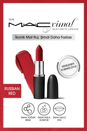 M·A·CXIMAL Silky Matte Lipstick Nemlendirme Etkili Yoğun Renk Sağlayan Ruj - Russian Red - Mac