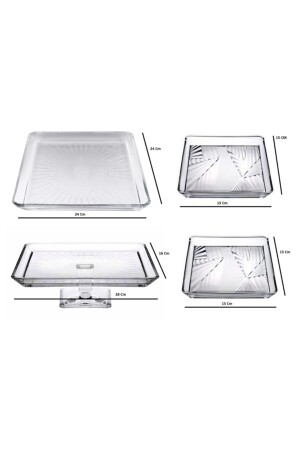Madlen Crystalline Servierset quadratisch 4-teilig PaşacamYK - Paşabahçe