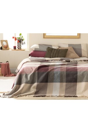 Madras Check Cotton Double Blanket 200x220 Cm Purple – Beige 10032804 - English Home