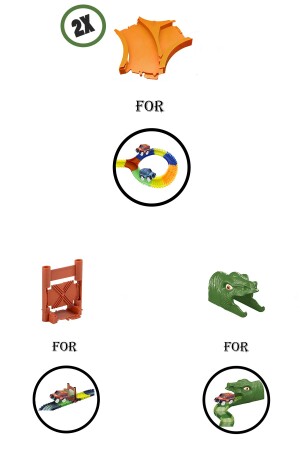 Magic Tracks Accessories 2 Deflector Scissors - Dinosaur Head Tunnel - Cowboy Door - Kayyum Oyuncak