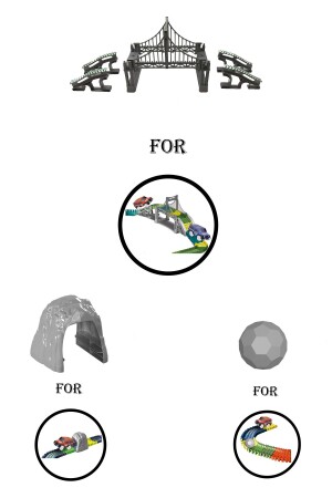 Magic Tracks Accessories Bridge - Stone Tunnel - Stone Ball Applicable to All Tracks Products - Kayyum Oyuncak