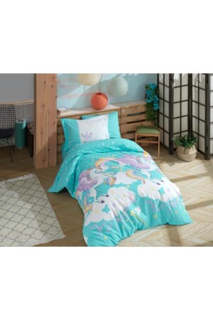 Magical Aqua Single Poplin Duvet Cover Set 8698499158078 - Hobby