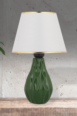 Magnolia Keramik-Lampenschirm, cremefarbene goldene Paspelierung / grüner Körper 15500 - Nisaluce