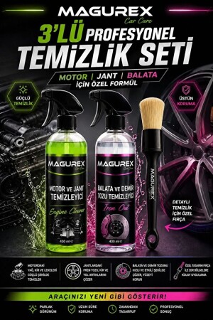 magurex Balata demir tozu jant temizleyici seti motor temizleyici detay fırçası - Magurex