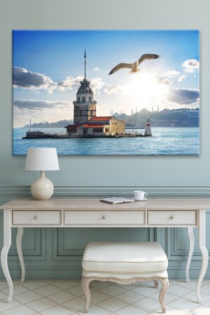 Maiden's Tower Landscape Istanbul Canvas Painting (120x80 Cm Size) Giant Size HRK0761 - Nazenin Design