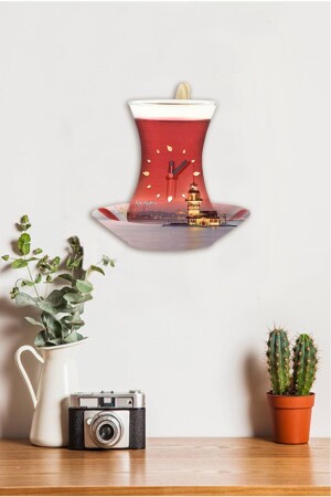 Maiden's Tower Tea Glass Swinging Pendulum Kitchen Wall Clock SKT1008 - Sokaktaki Hediyem