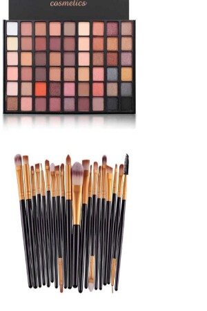 Make Up 54-Piece Eyeshadow Palette + Izla 20-Piece Professional Soft Makeup Brush Set Black Color - Makeuptime