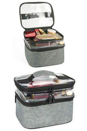 Makeup Bag Makeup Set Organizer Professional Makeup Bag Makeup Suitcase Gray MO70 - joseki