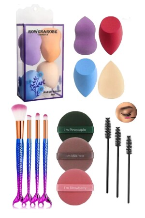 Makeup Brush And Sponge Set 14 Pieces - Rowenarose