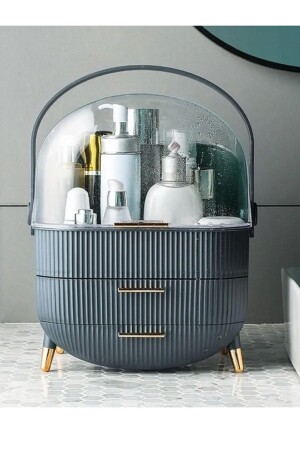 Makeup Organizer with Drawer Cosmetic Organizer Organizer Gray Organizer with bag - GİLLİ STORE