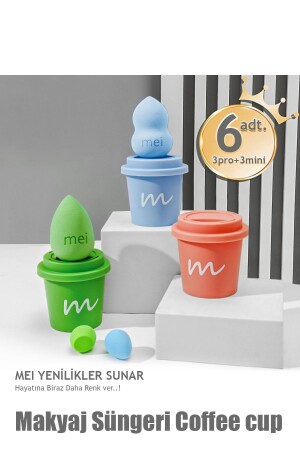 Makeup Sponge Set of 3 3 Pro 3 Mini Coffee Cup Hygienic Light - Mei
