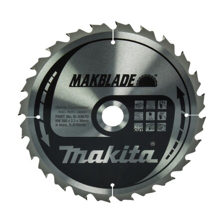 MAKITA Makblade 260x30.0x2.3mm 24T 20° kesme diski - Makita Accessories