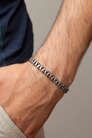 Makramee-Strickarmband aus Hämatit-Naturstein für Herren - Jackferrero