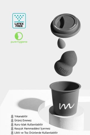 Makyaj Süngeri Fondöten Emmeyen Sponge Coffee Cup Hijyenik Grey 1 Pro 1 Mini - Mei
