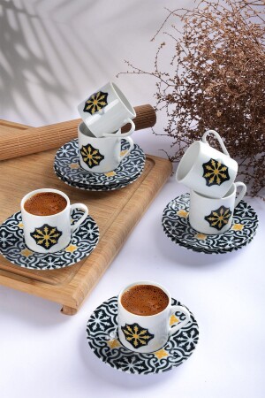 Malhun 12 Piece 90cc Turkish Coffee Set for 6 Persons - Porland