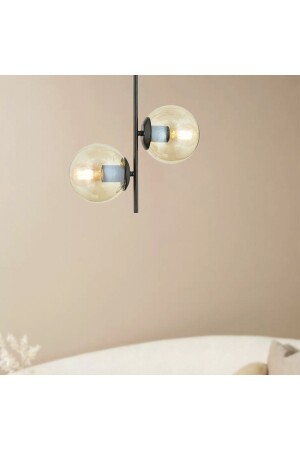 Malibu 2 Piece Black Honey Glass Modern Young Room Kitchen Bedroom Retro Living Room Chandelier 3489-02-02-BL - Apliqa
