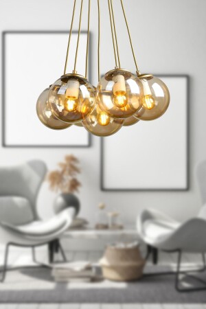 Malta 7. li Chandelier Antiqued Honey Glass BEG0019BEG07 - Begüsa