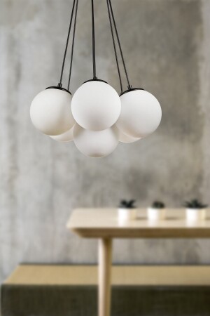Malta 7. li Chandelier Black White Glass BEG0019BEG07 - Begüsa