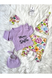 Mama is my bestie Ortanca Pattern 5’li Yenidoğan Kız Bebek Hastane Çıkışı Seti LH-127 - Linda Harris