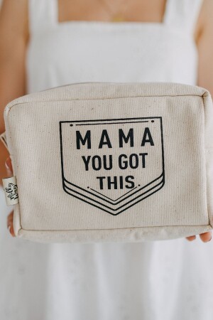 Mama You Got This Organizer Çok Amaçlı Kanvas Çanta - Makyaj Çantası - Bebek Bakım Çantası - Milky Way Design
