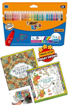 Mandala Coloring Set for Adults - 2 Books and 24 Felt-Tip Pens nova - Gönül Yayincilik