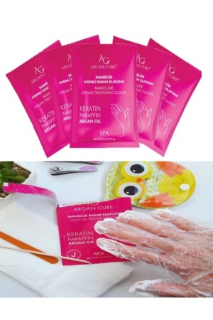 Manicure Creamy Care Gloves Keratin Paraffin Argan Oil Content 5-Piece Advantage Pack - Argan Cure