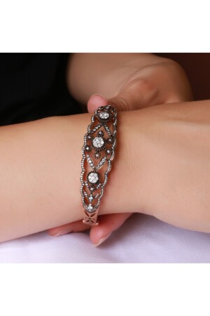 Manschettenarmband aus Roségold mit Diamantkrone - Altınöz Mücevherat
