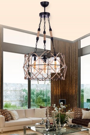 Maral 3-Piece Rope Pendant Lamp Chandelier (black) VK. 1546 - VK HOME AYDINLATMA