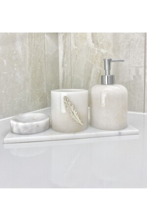 Marble Bathroom Set with 4 Figures THKFİGÜRLÜ4LÜ - THK STORE