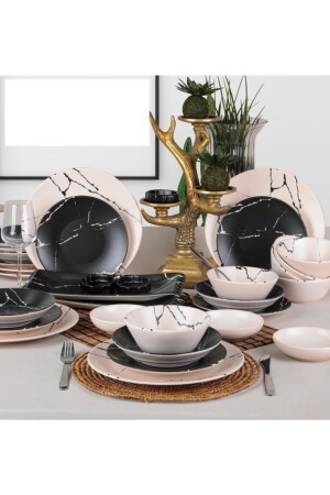 Marble Dining Set 32 ​​Pieces Dining Set for 6 People CEYIZPAKETIDIJIDKR00000032 - Keramika