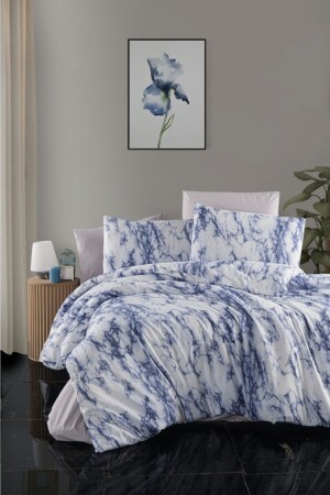 Marble Double Duvet Cover Set 4 Pieces 200*220 Blue M000108 - Mulberry