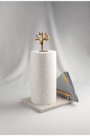 Marble Gold Roll Towel Holder and Napkin Holder - Metal Profile Handle - Meralp