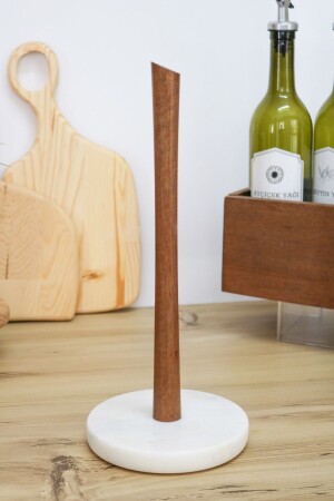Marble Paper Towel Holder Home Decoration Countertop Wooden Marble Towel Holder with Base KH-150 - Gemboss
