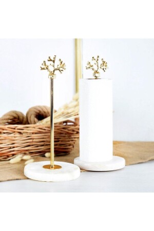 Marble Paper Towel Holder Roll Metal Chrome Napkin Holder Decorative Home Kitchen Bathroom Organizer MP1001 - Rembox