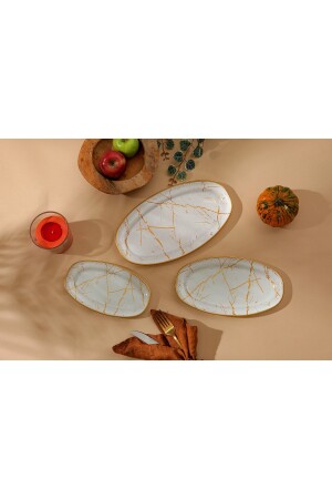 Marble Pattern Oval Boat White marble 3 boats - GÜRCÜGLASS