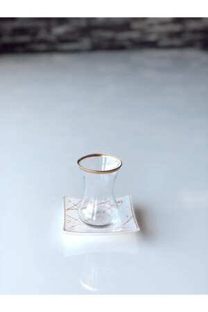 Marble Pattern Square Tea Set 12 Pieces MARBLE SQUARE WHITE - GÜRCÜGLASS